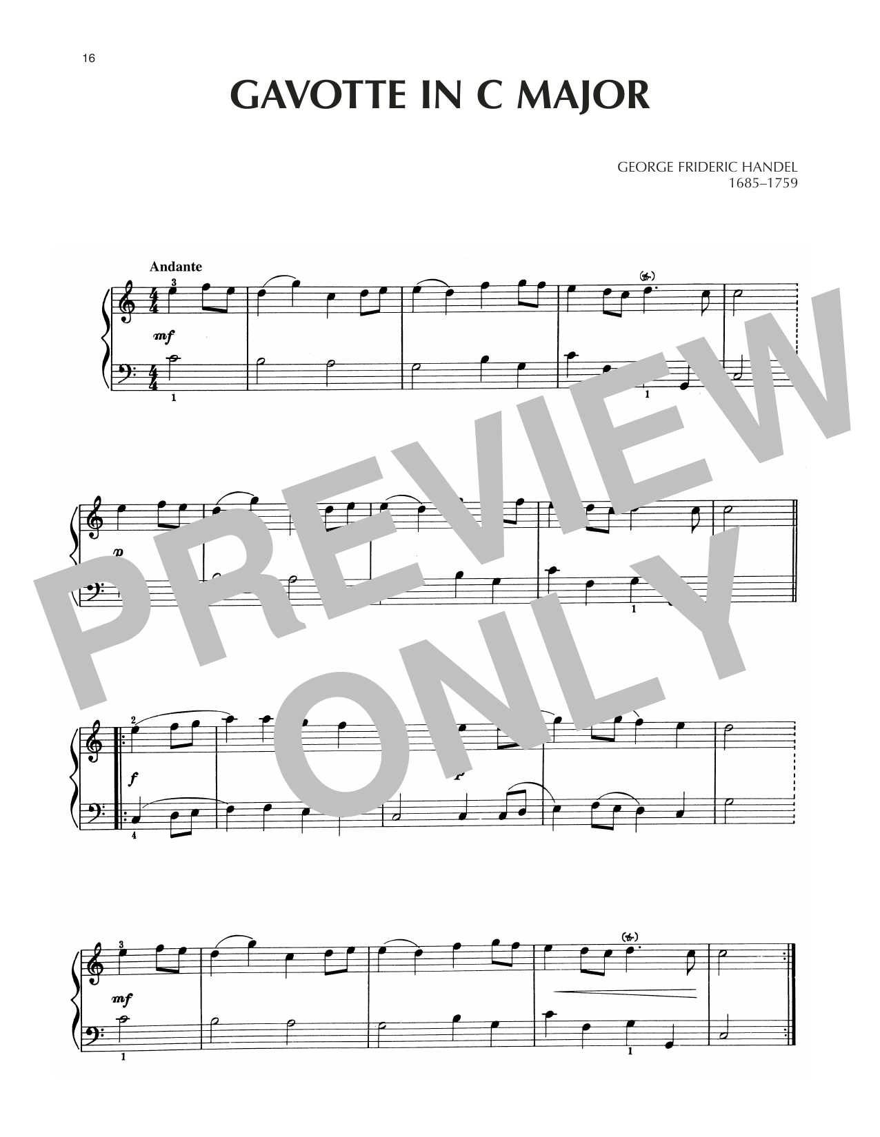 Download George Frideric Handel Gavotte In C Major Sheet Music