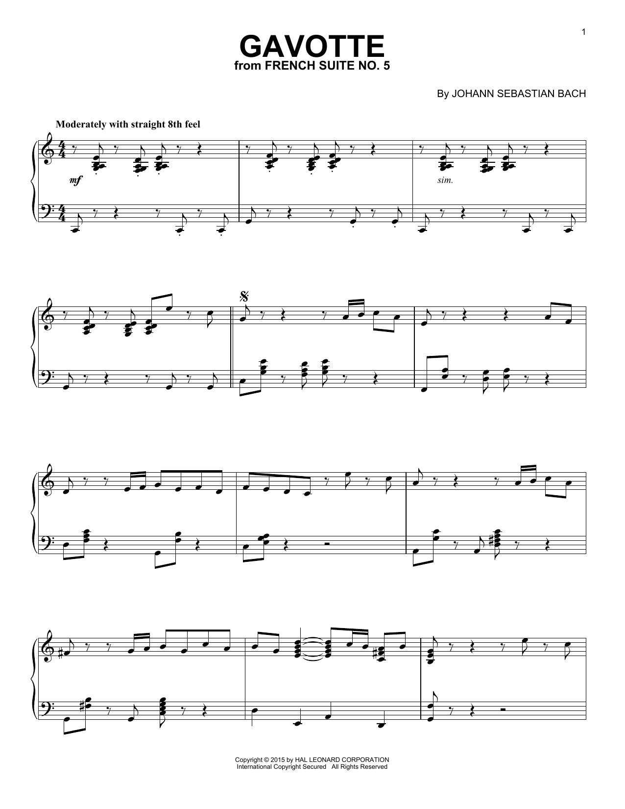 Download Johann Sebastian Bach Gavotte [Jazz version] Sheet Music