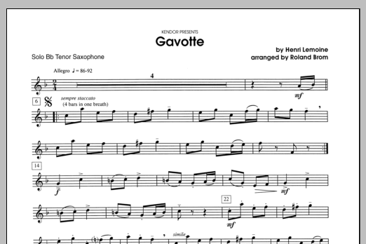 Download Lemoine Gavotte - Tenor Sax Sheet Music