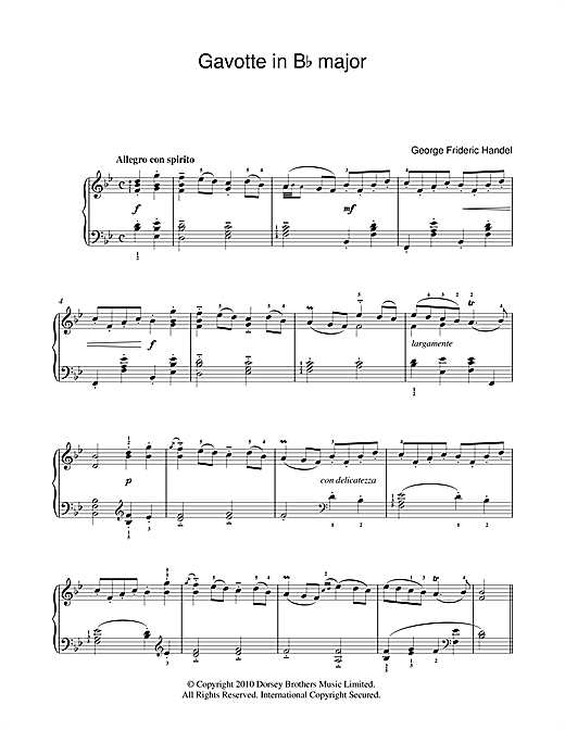 Download George Frideric Handel Gavotte In B Flat Sheet Music