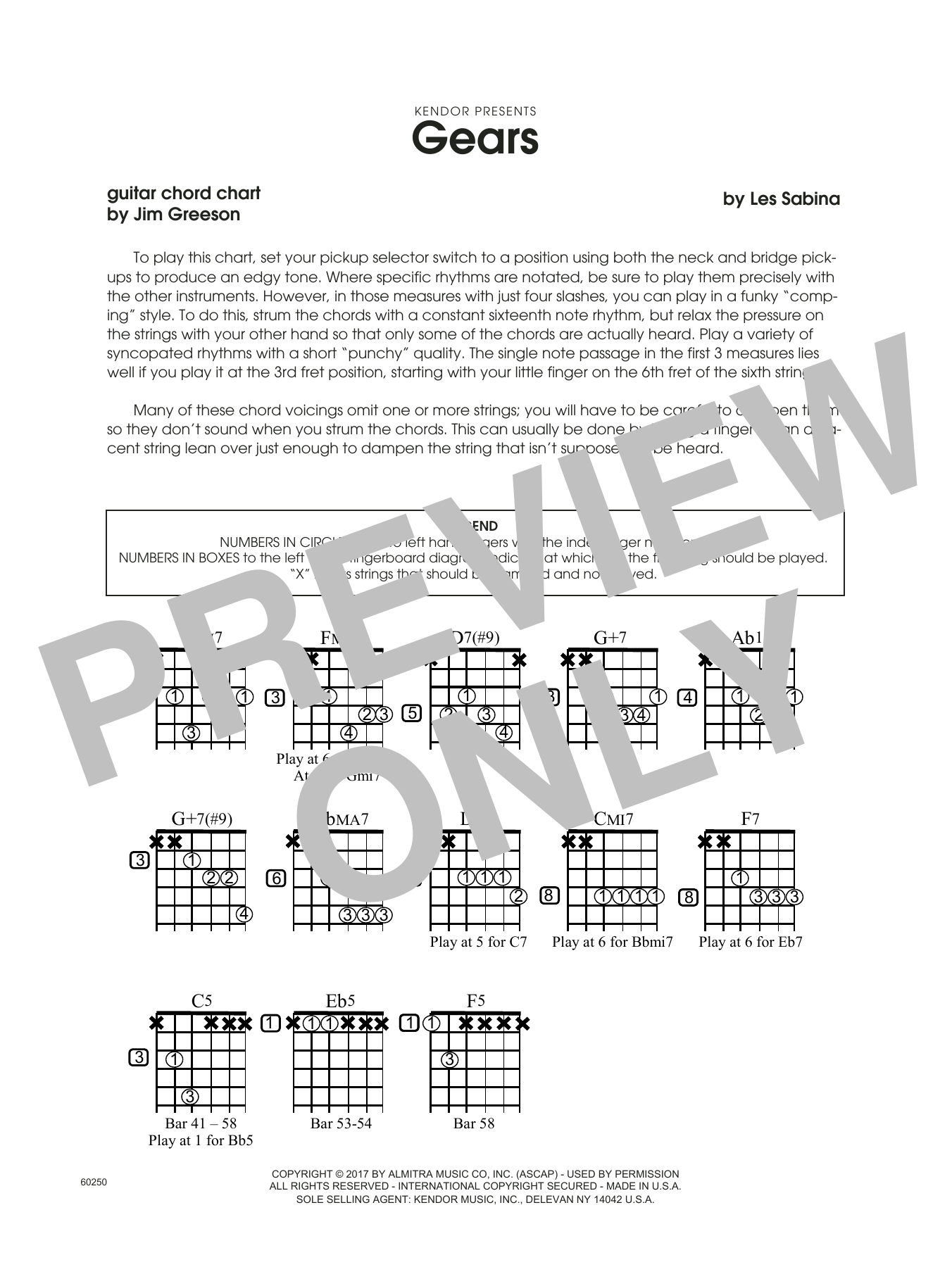 Download Les Sabina Gears - Guitar Chord Chart Sheet Music