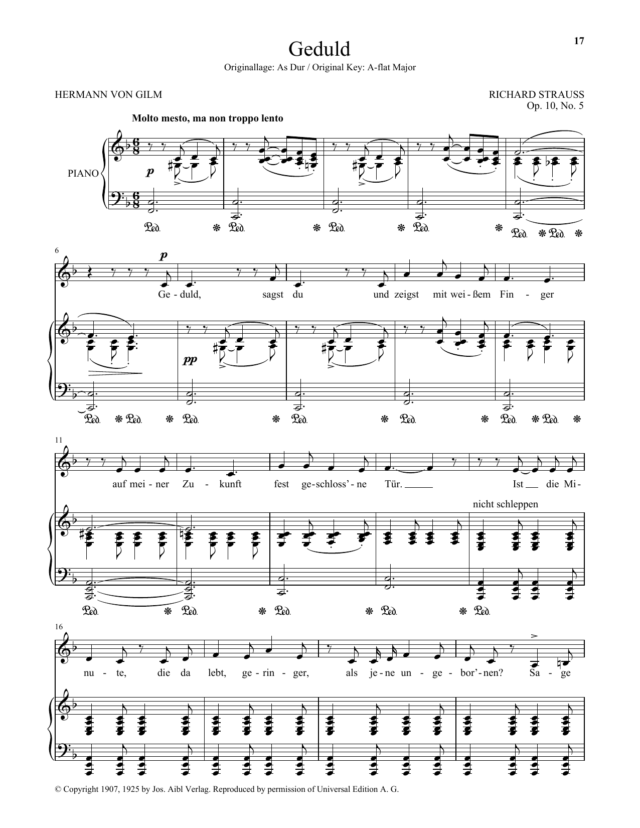 Download Richard Strauss Geduld (Low Voice) Sheet Music