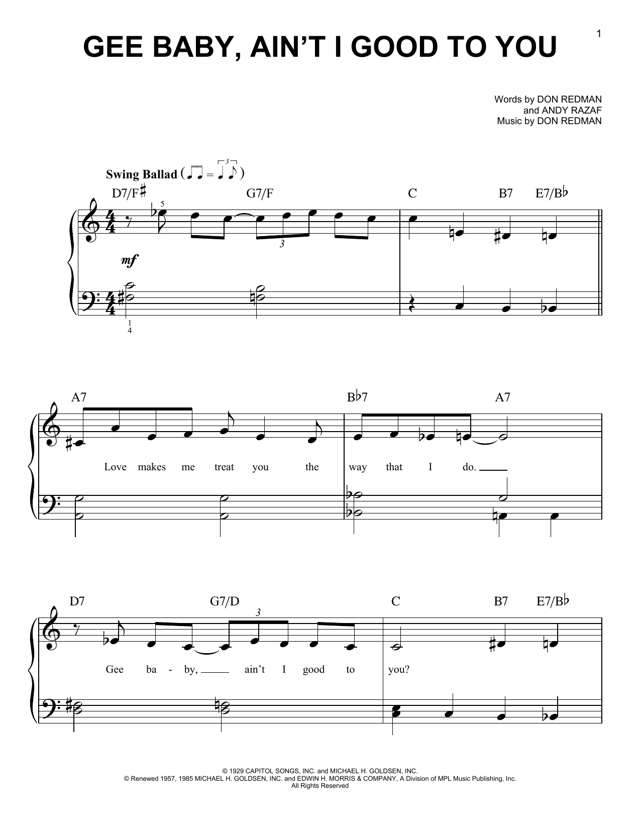 Download The King Cole Trio Gee Baby, Ain't I Good To You Sheet Music
