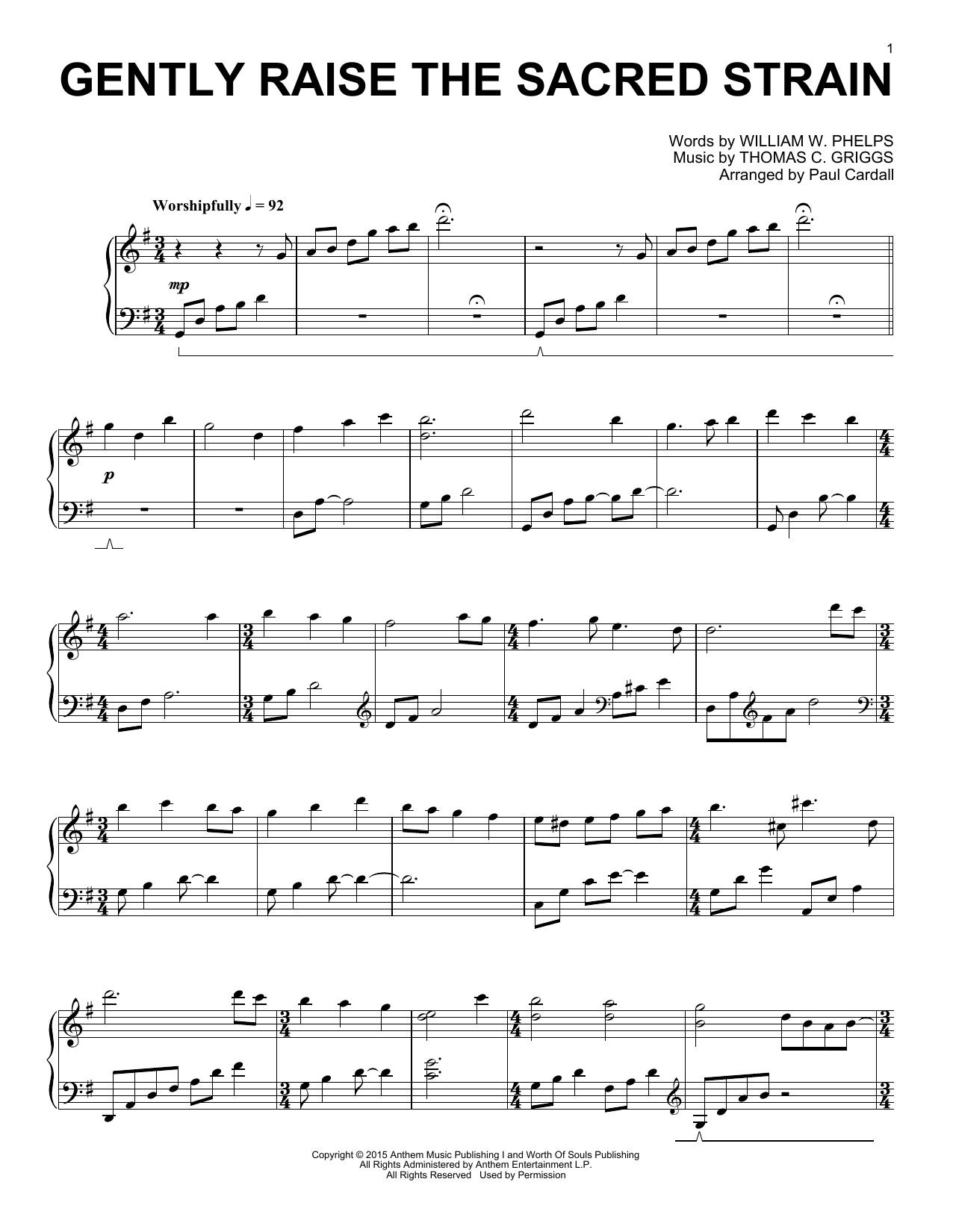 Download Paul Cardall Gently Raise The Sacred Strain Sheet Music