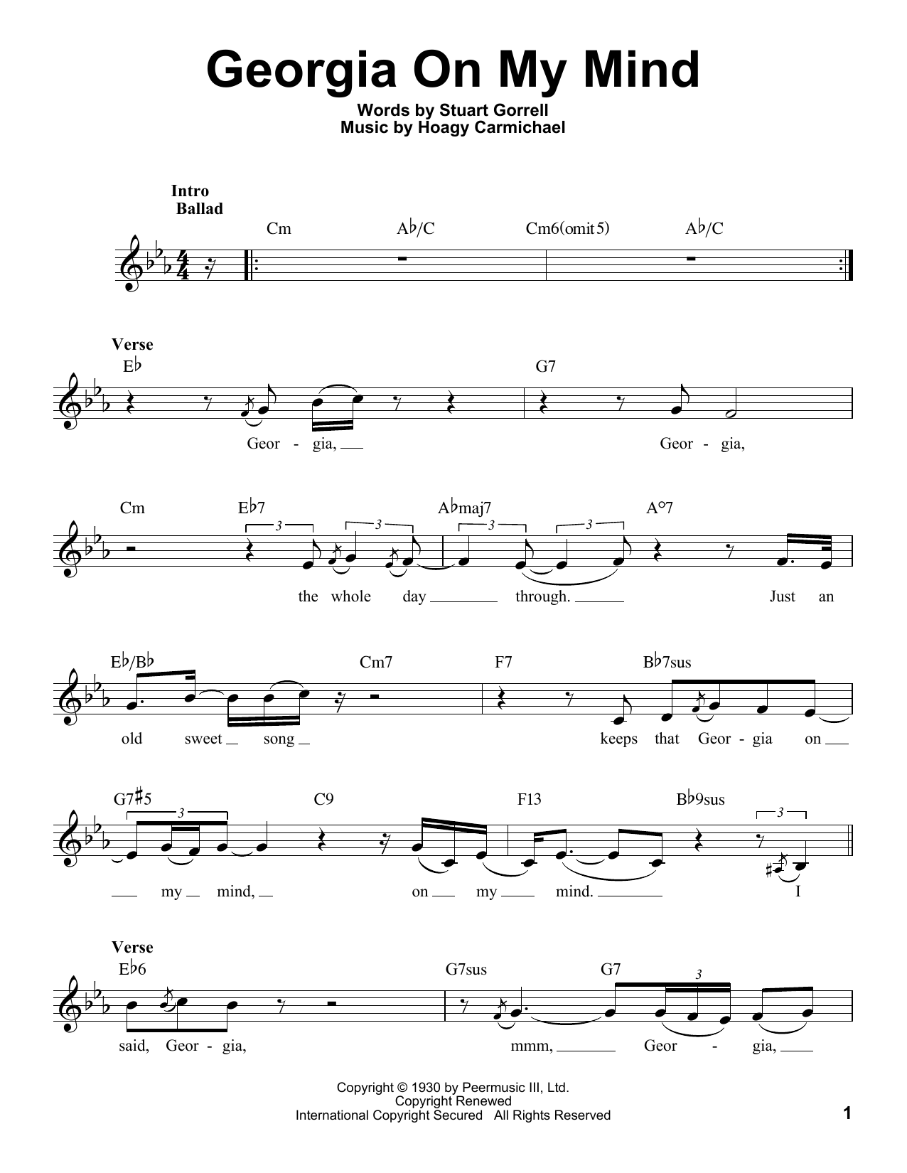 Download Michael Bublé Georgia On My Mind Sheet Music