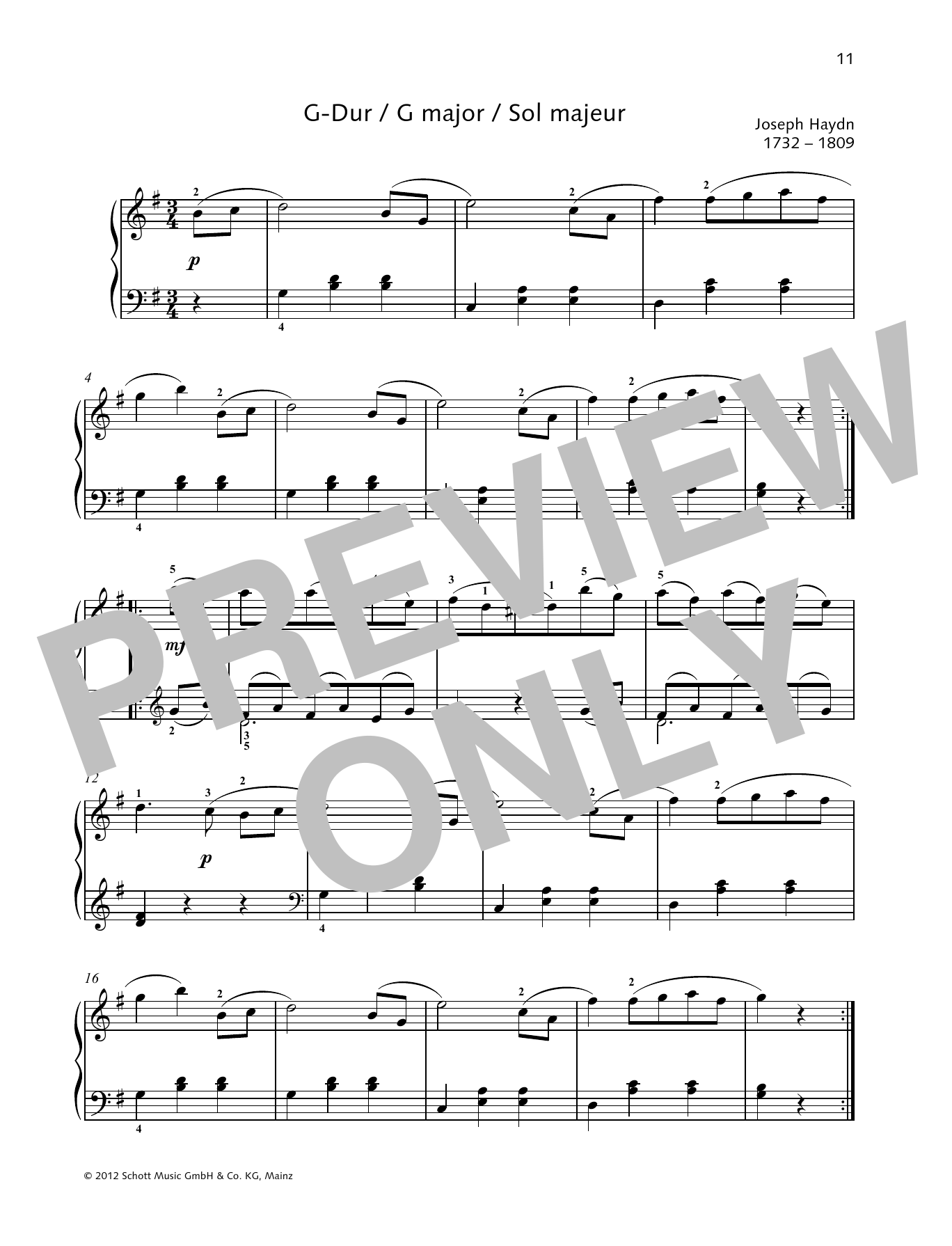 Download Joseph Haydn German Dance G major Sheet Music
