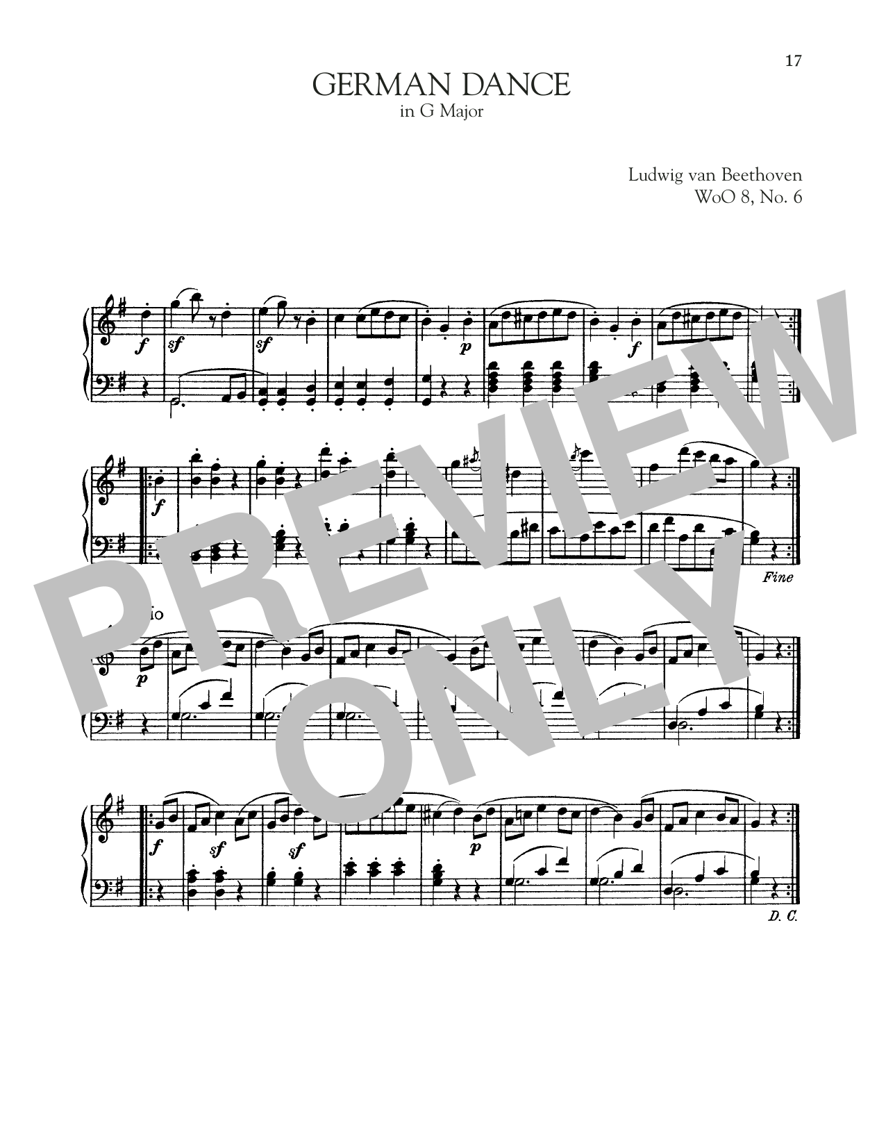 Download Ludwig van Beethoven German Dance In G Major, WoO 8, No. 6 Sheet Music