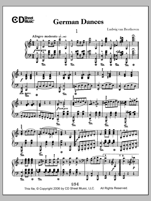 Download Ludwig van Beethoven German Dances (3) Sheet Music