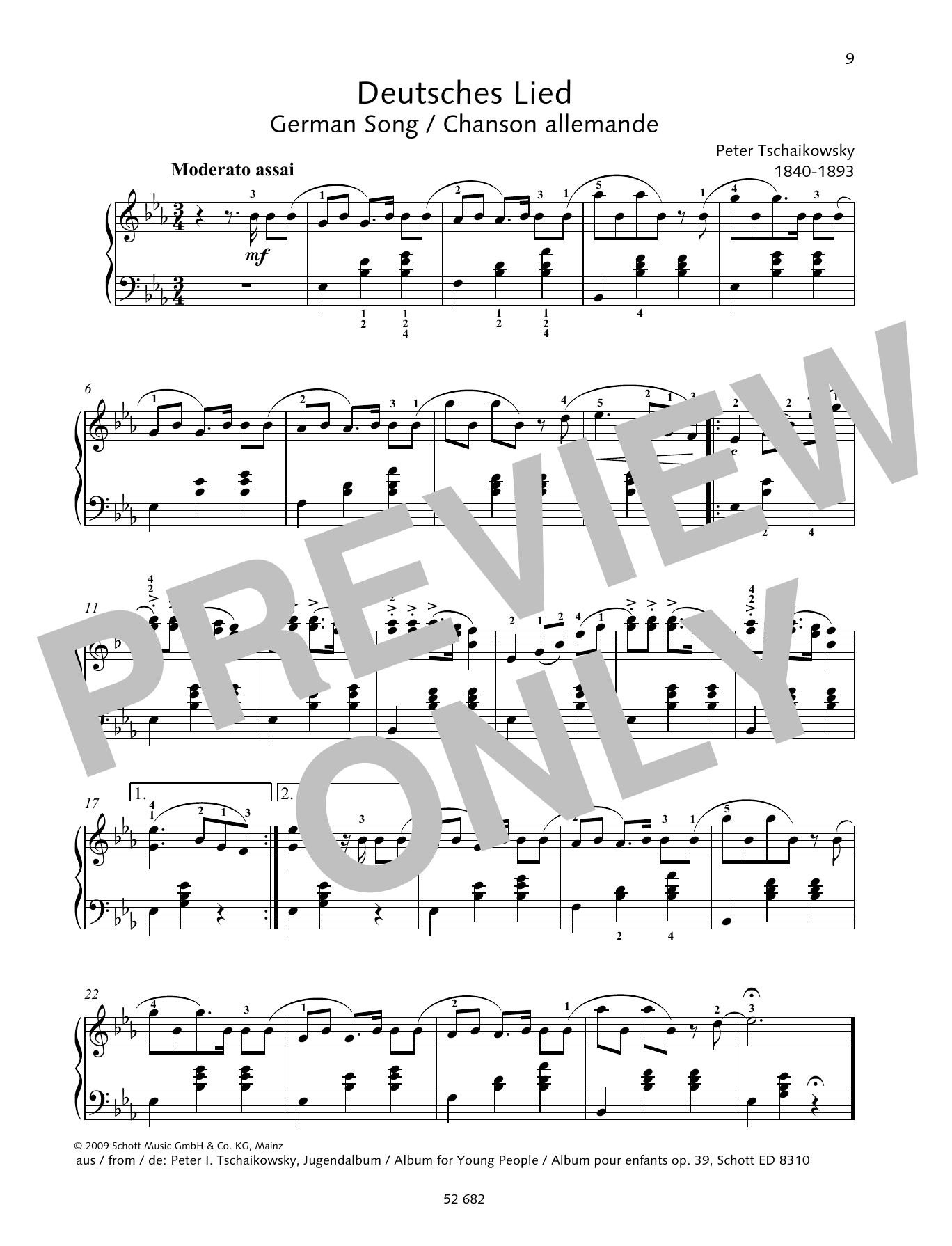 Download Pyotr Il'yich Tchaikovsky German Song Sheet Music