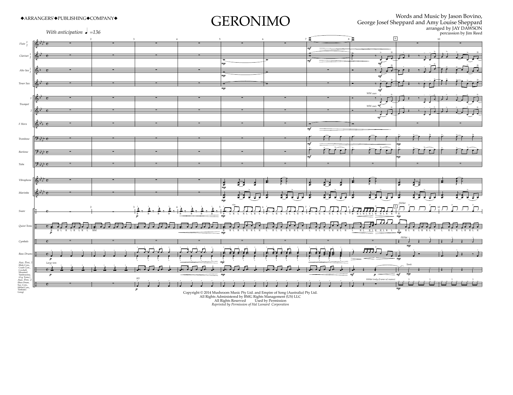 Download Jay Dawson Geronimo - Full Score Sheet Music