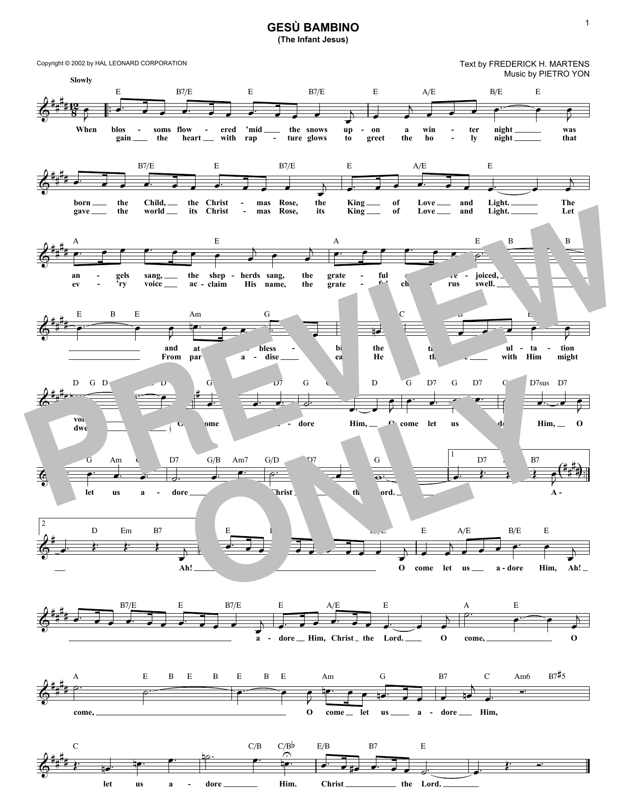 Download Frederick H. Martens Gesu Bambino (The Infant Jesus) Sheet Music