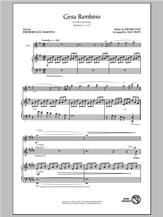 Download Pietro Yon Gesù Bambino (The Infant Jesus) (arr. Sheet Music