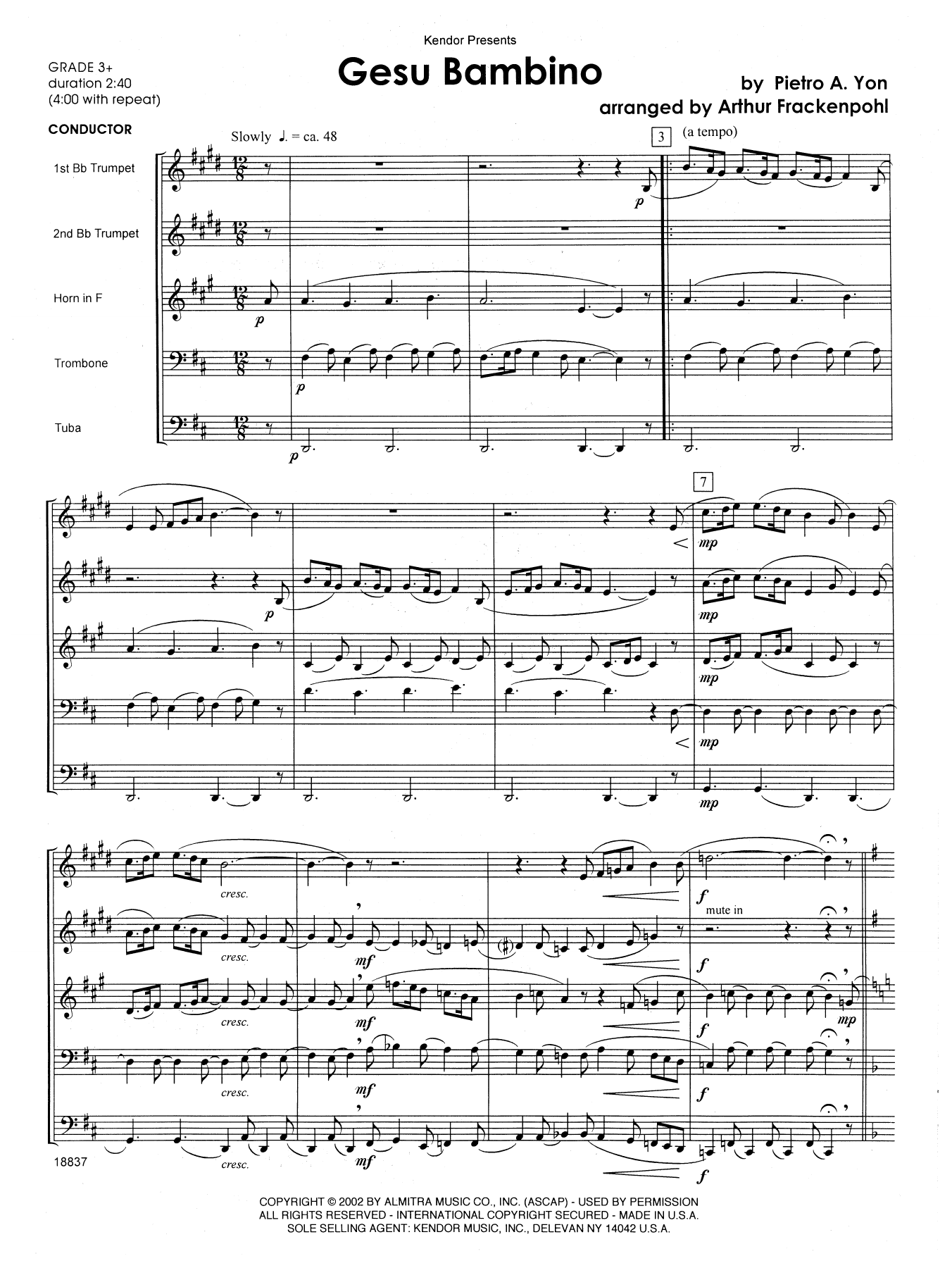 Download Arthur Frackenpohl Gesu Bambino - Full Score Sheet Music