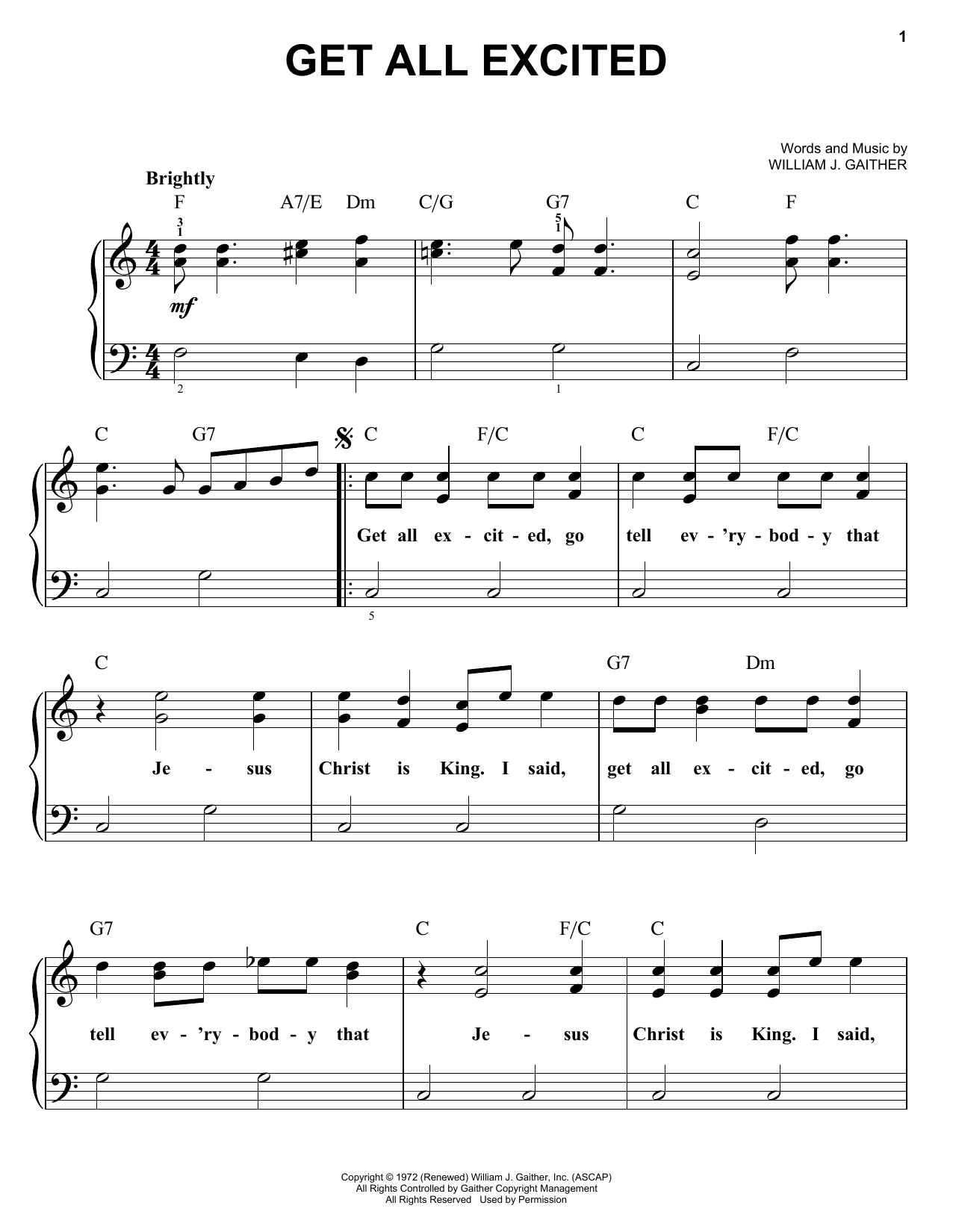 Download William J. Gaither Get All Excited Sheet Music