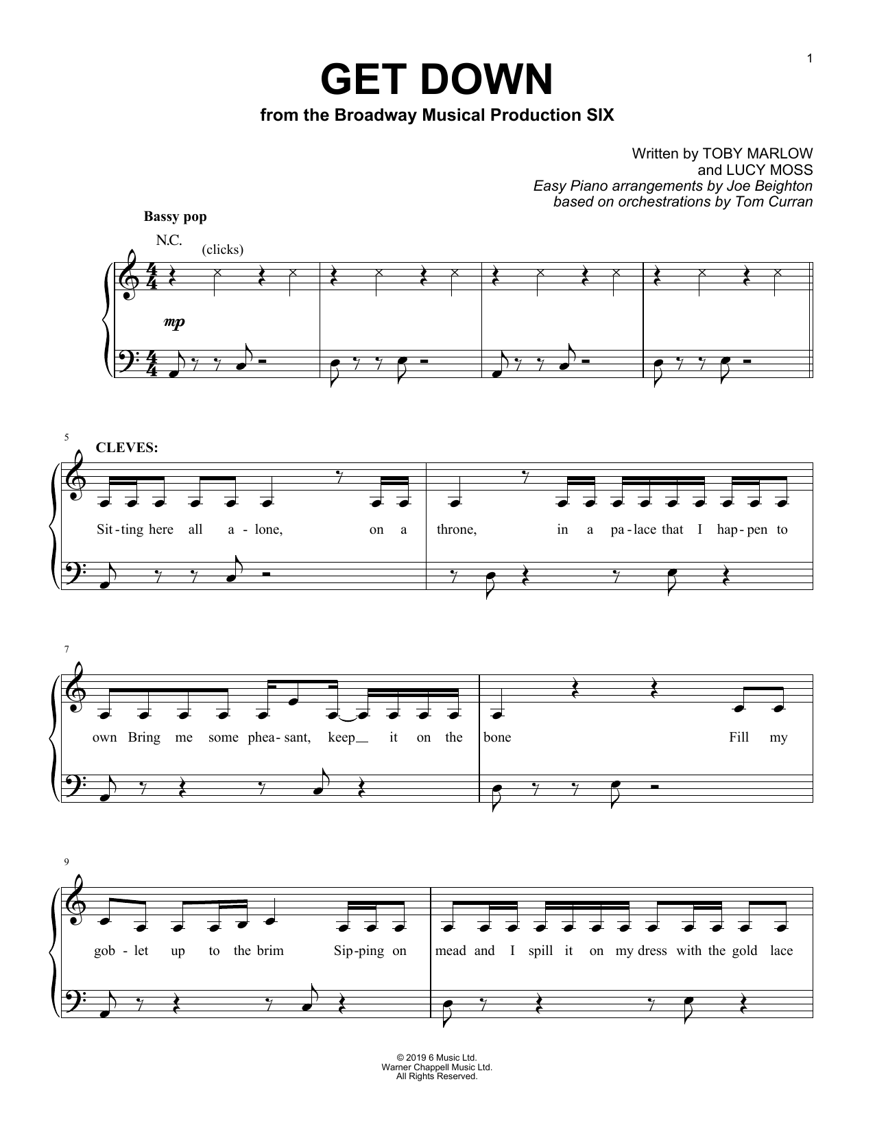 Download Toby Marlow & Lucy Moss Get Down (from Six: The Musical) Sheet Music