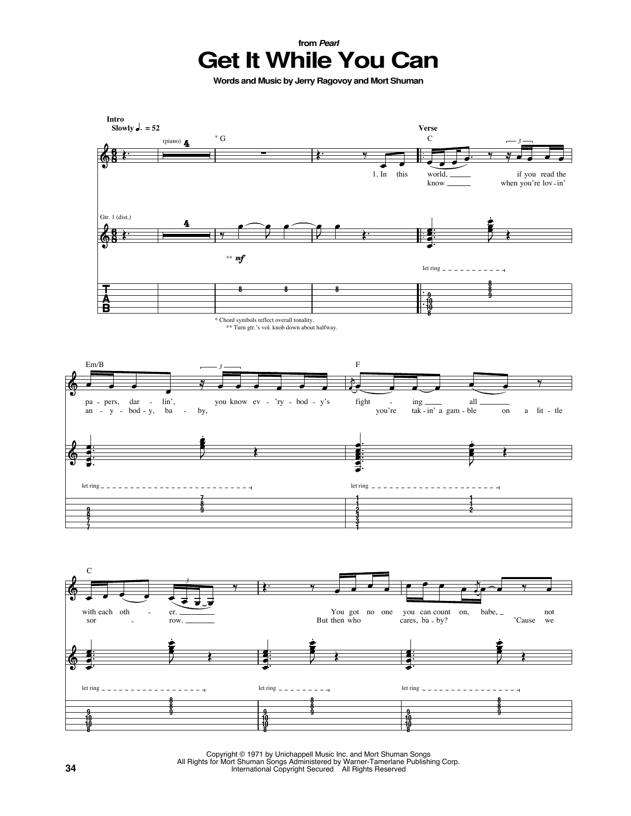 Download Janis Joplin Get It While You Can Sheet Music