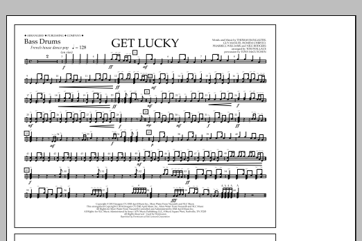Download Tom Wallace Get Lucky - Bass Drums Sheet Music