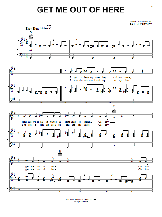 Download Paul McCartney Get Me Out Of Here Sheet Music