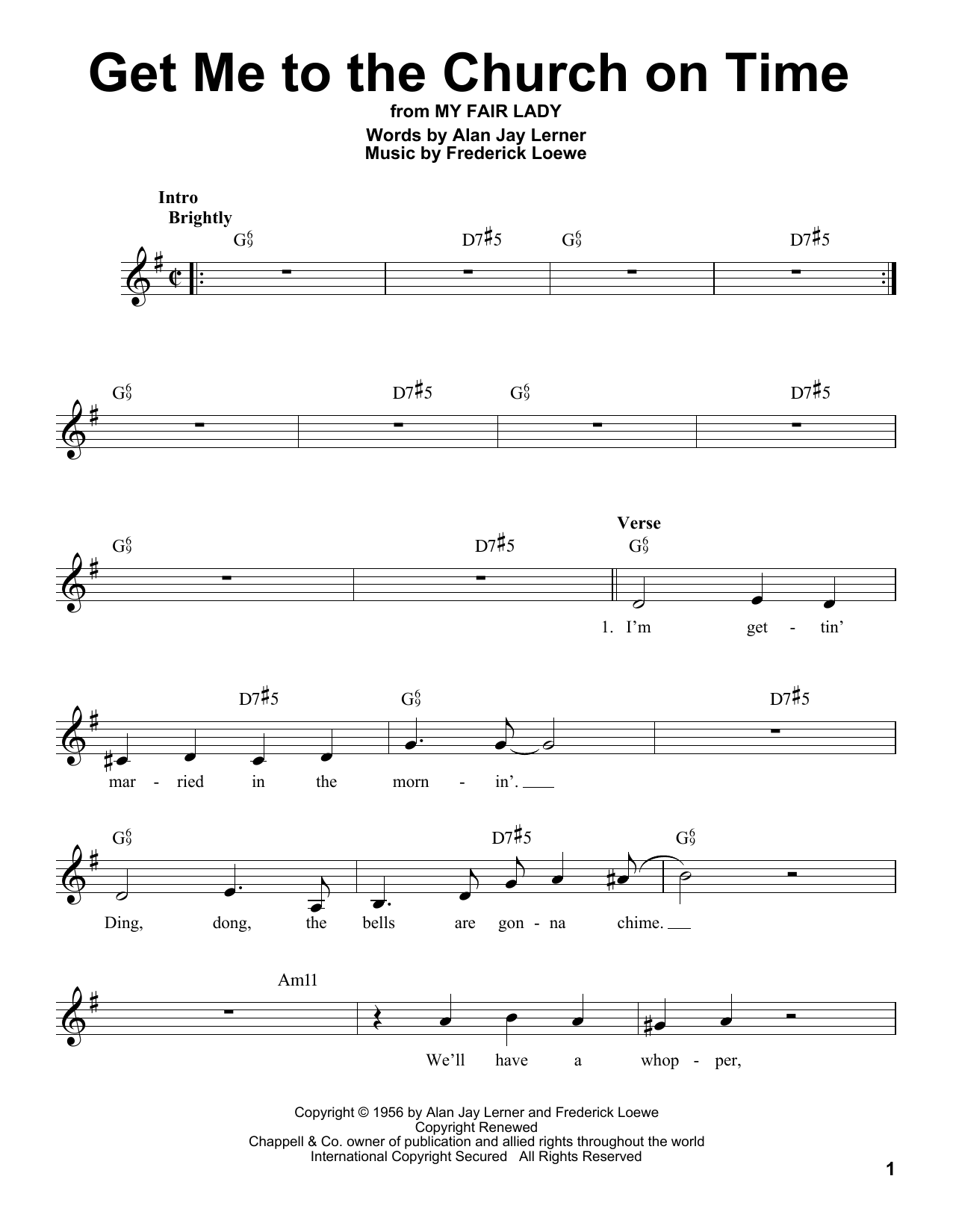 Download Frederick Loewe Get Me To The Church On Time Sheet Music
