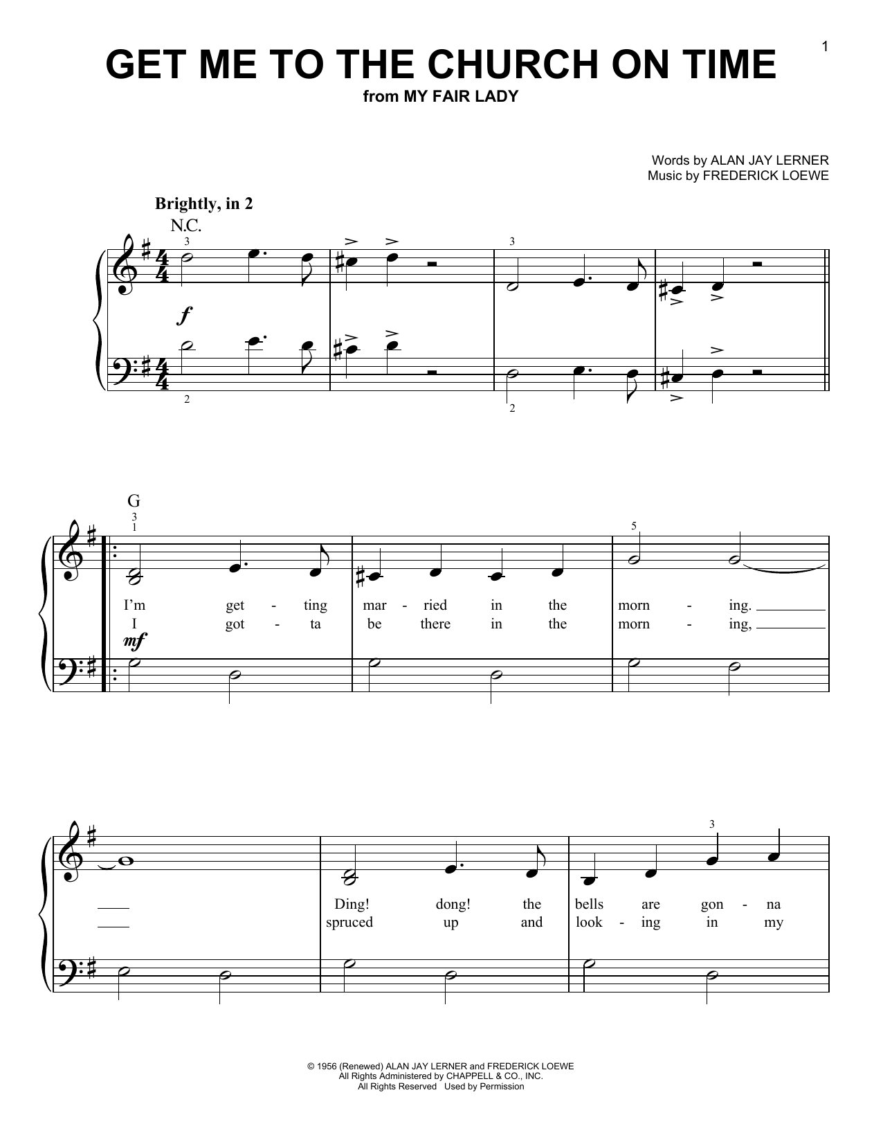 Download Lerner & Loewe Get Me To The Church On Time (from My F Sheet Music