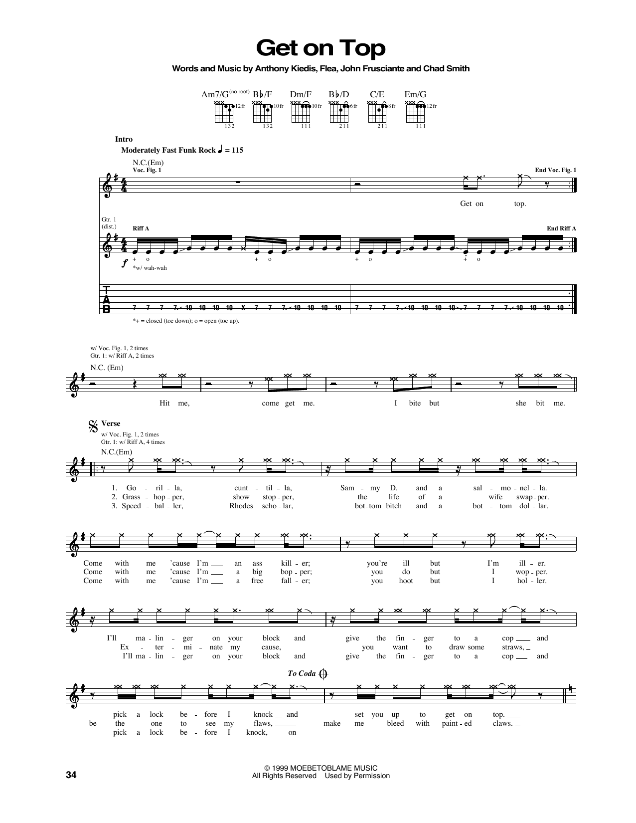 Download Red Hot Chili Peppers Get On Top Sheet Music