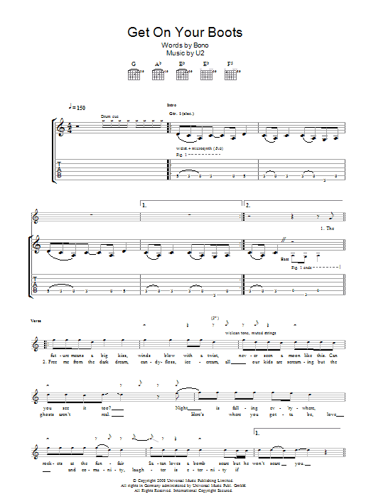 Download U2 Get On Your Boots Sheet Music