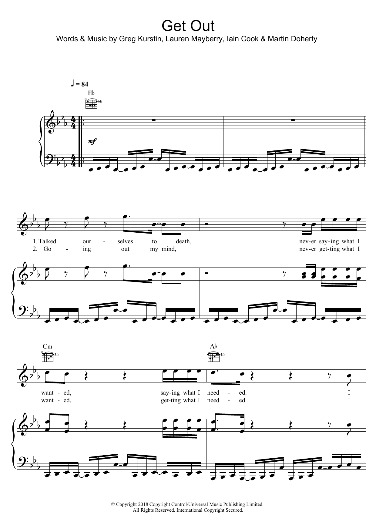 Download Chvrches Get Out Sheet Music