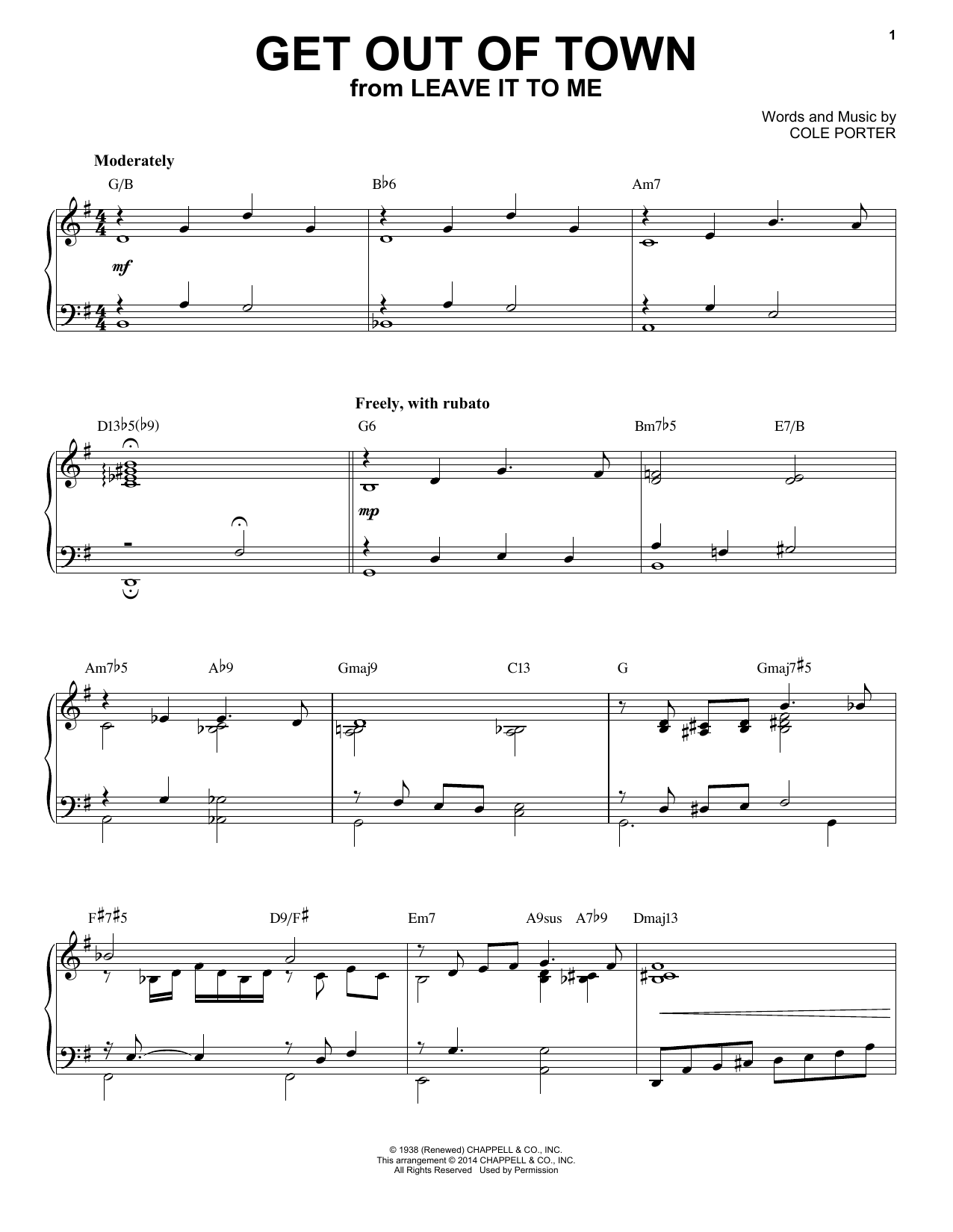 Download Cole Porter Get Out Of Town [Jazz version] (arr. Br Sheet Music