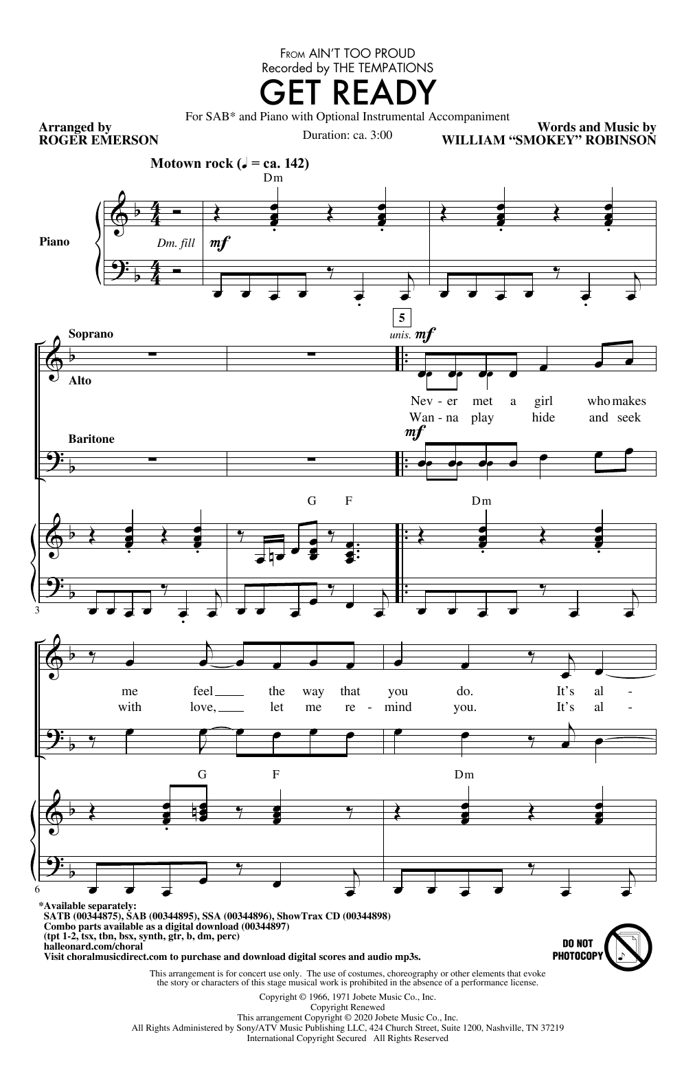 Download The Temptations Get Ready (from Ain't Too Proud) (arr. Sheet Music