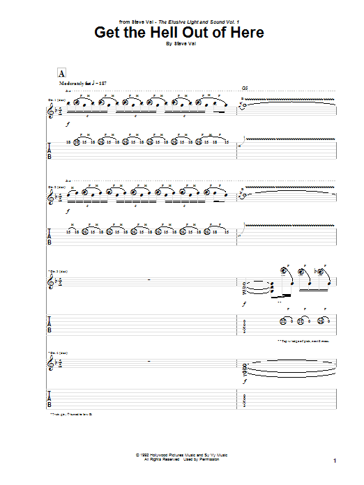 Download Steve Vai Get The Hell Out Of Here Sheet Music