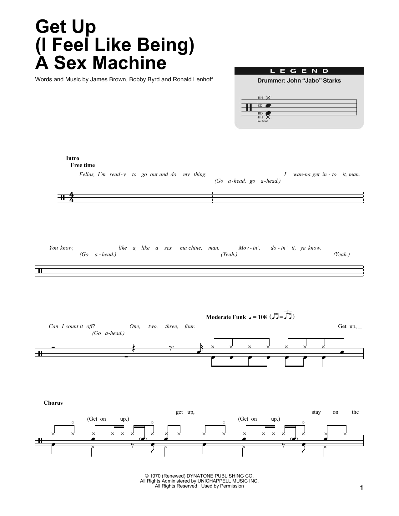 Download James Brown Get Up (I Feel Like Being A Sex Machine Sheet Music