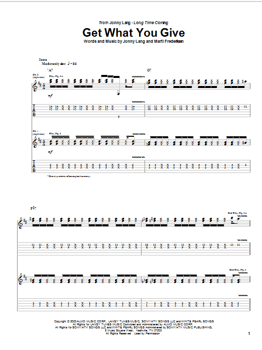 Download Jonny Lang Get What You Give Sheet Music