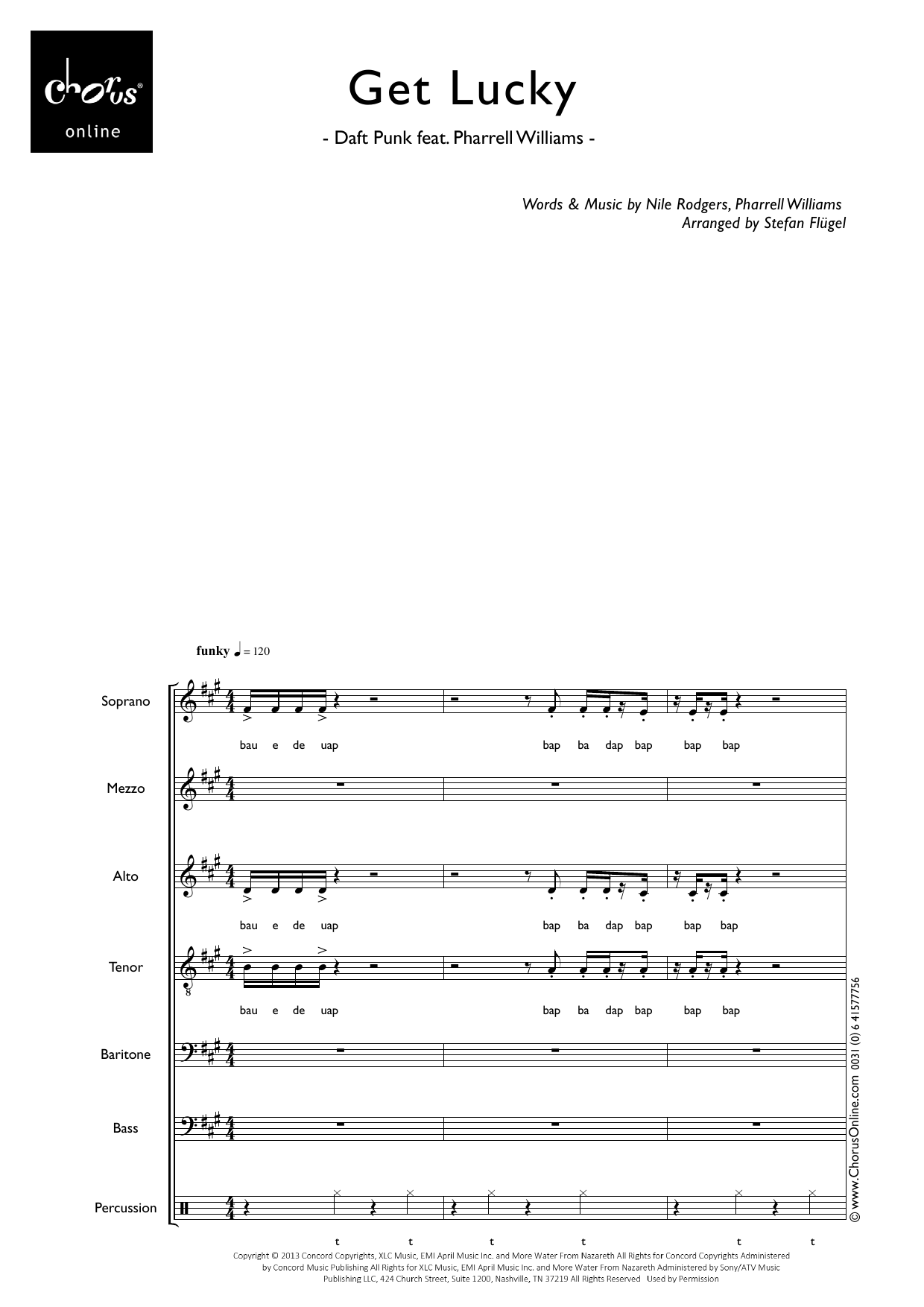 Daft Punk feat. Pharrell Williams Get Lucky (arr. Stefan Flügel) sheet music notes printable PDF score
