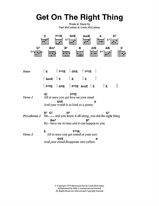 Download Paul McCartney & Wings Get On The Right Thing Sheet Music