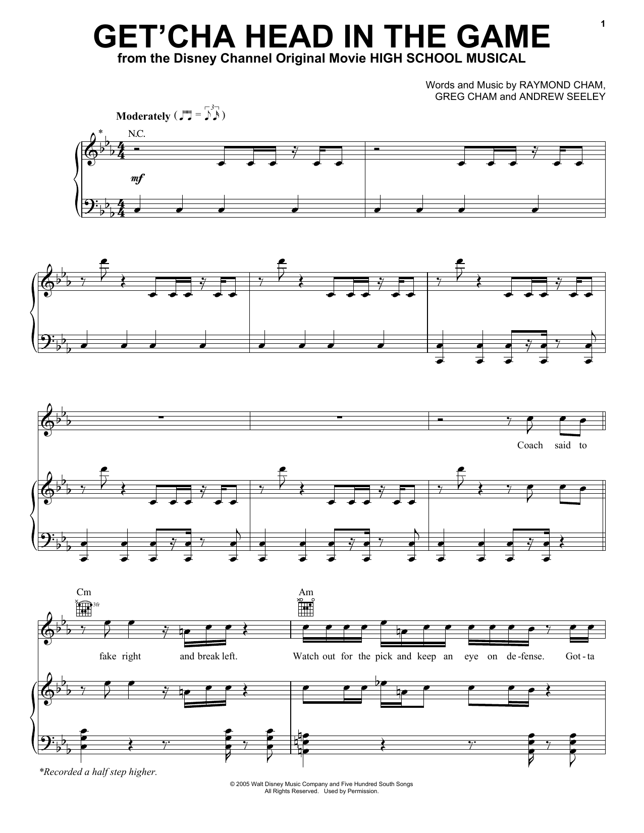 Download Zac Efron Get'cha Head In The Game (from High Sch Sheet Music