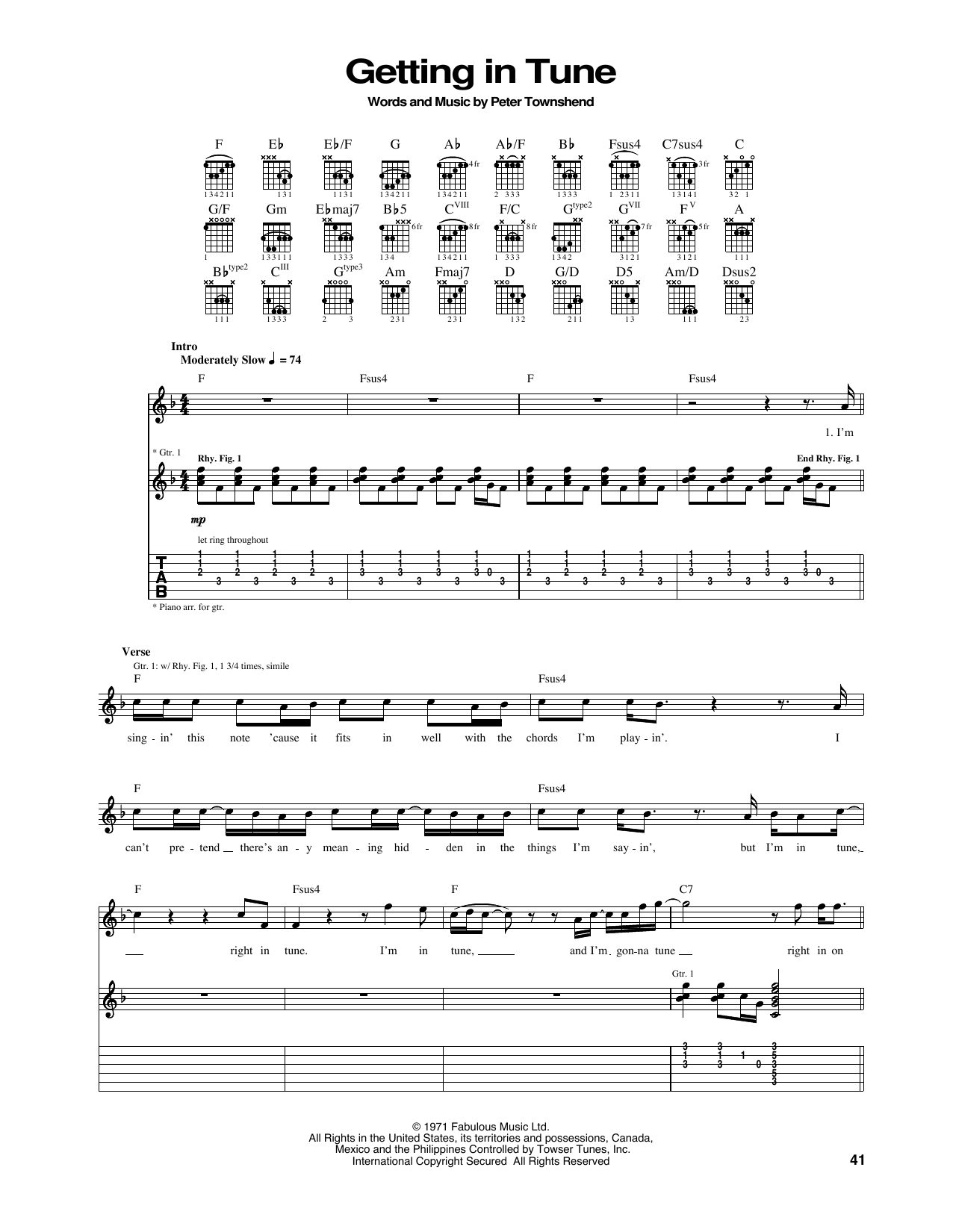 Download The Who Getting In Tune Sheet Music