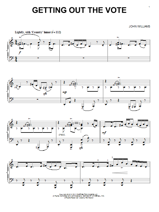 Download John Williams Getting Out The Vote Sheet Music