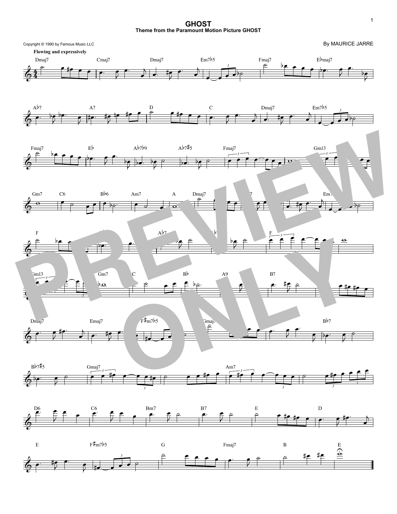 Download Maurice Jarre Ghost Sheet Music