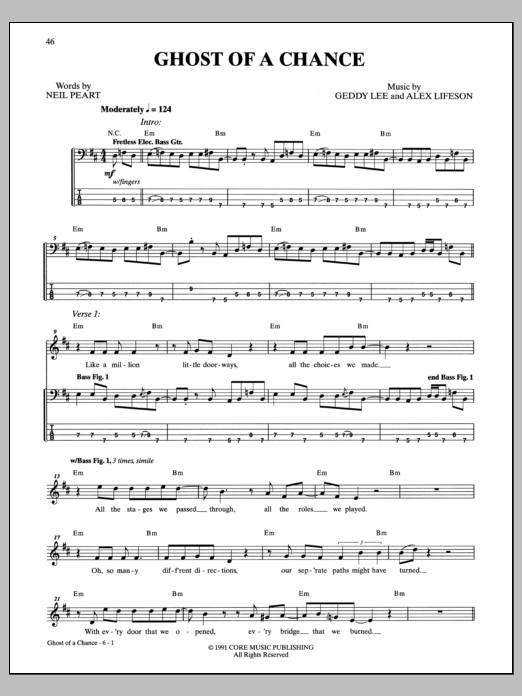 Download Rush Ghost Of A Chance Sheet Music