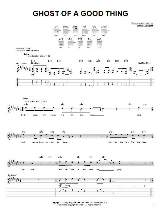 Download Dashboard Confessional Ghost Of A Good Thing Sheet Music