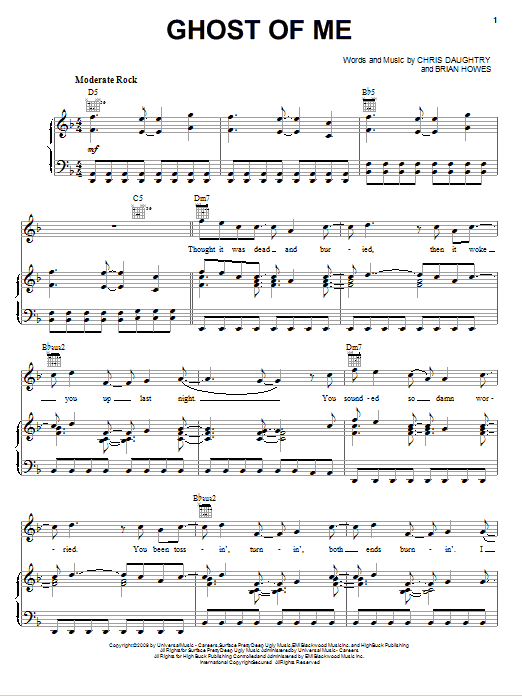 Download Daughtry Ghost Of Me Sheet Music