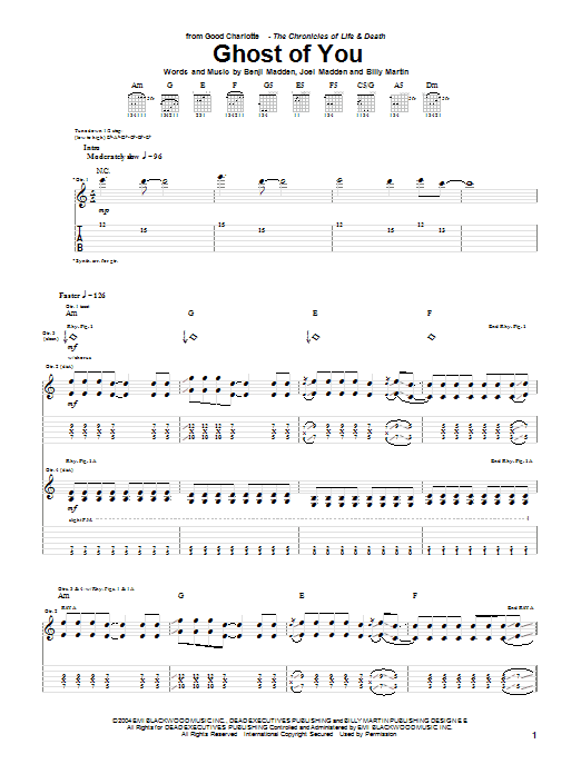 Download Good Charlotte Ghost Of You Sheet Music