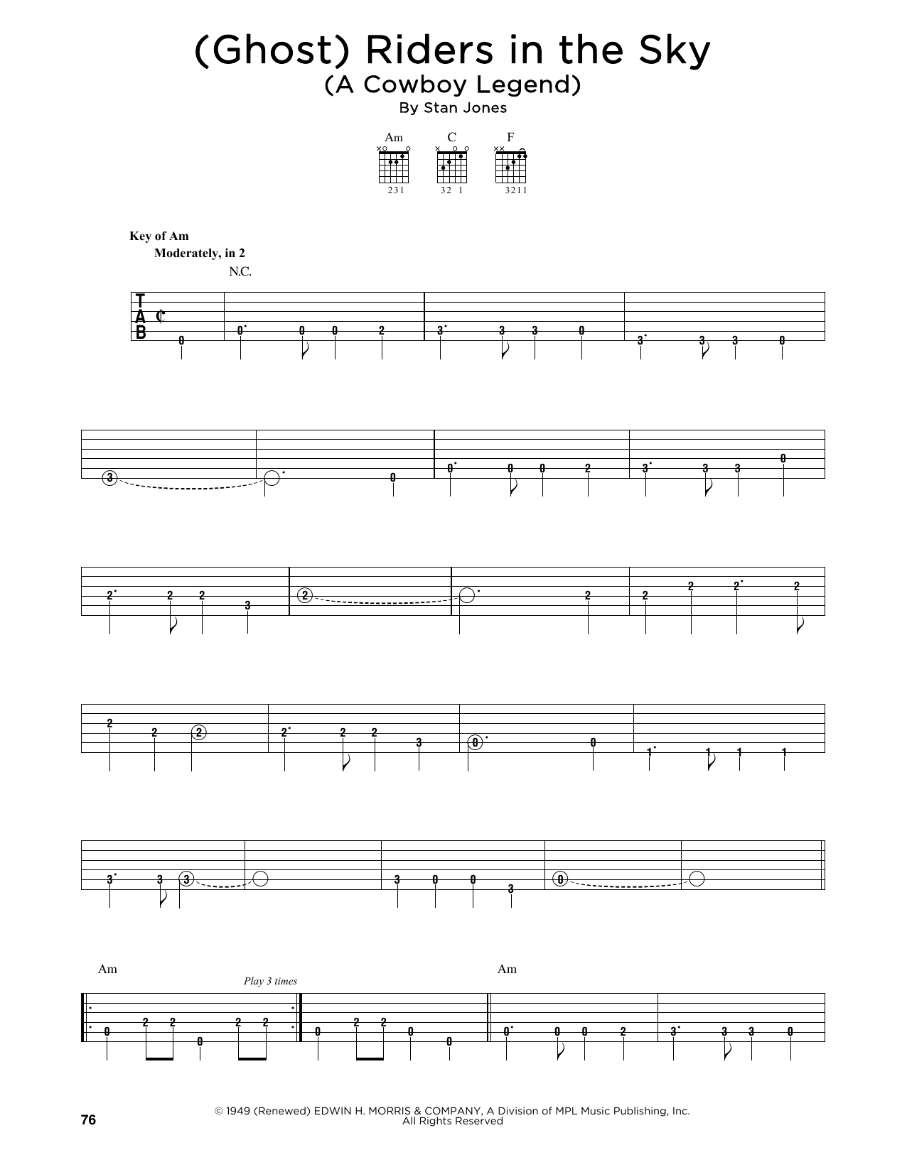 Johnny Cash (Ghost) Riders In The Sky (A Cowboy Legend) sheet music notes printable PDF score