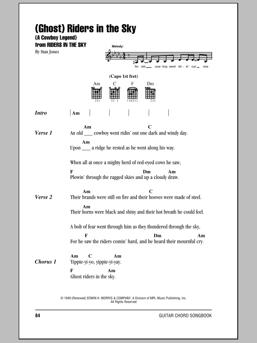 Download Johnny Cash (Ghost) Riders In The Sky (A Cowboy Leg Sheet Music