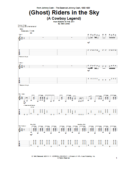 Download Johnny Cash (Ghost) Riders In The Sky (A Cowboy Leg Sheet Music