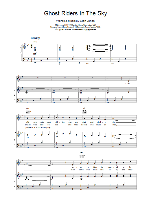 Download Outlaws Ghost Riders In The Sky Sheet Music