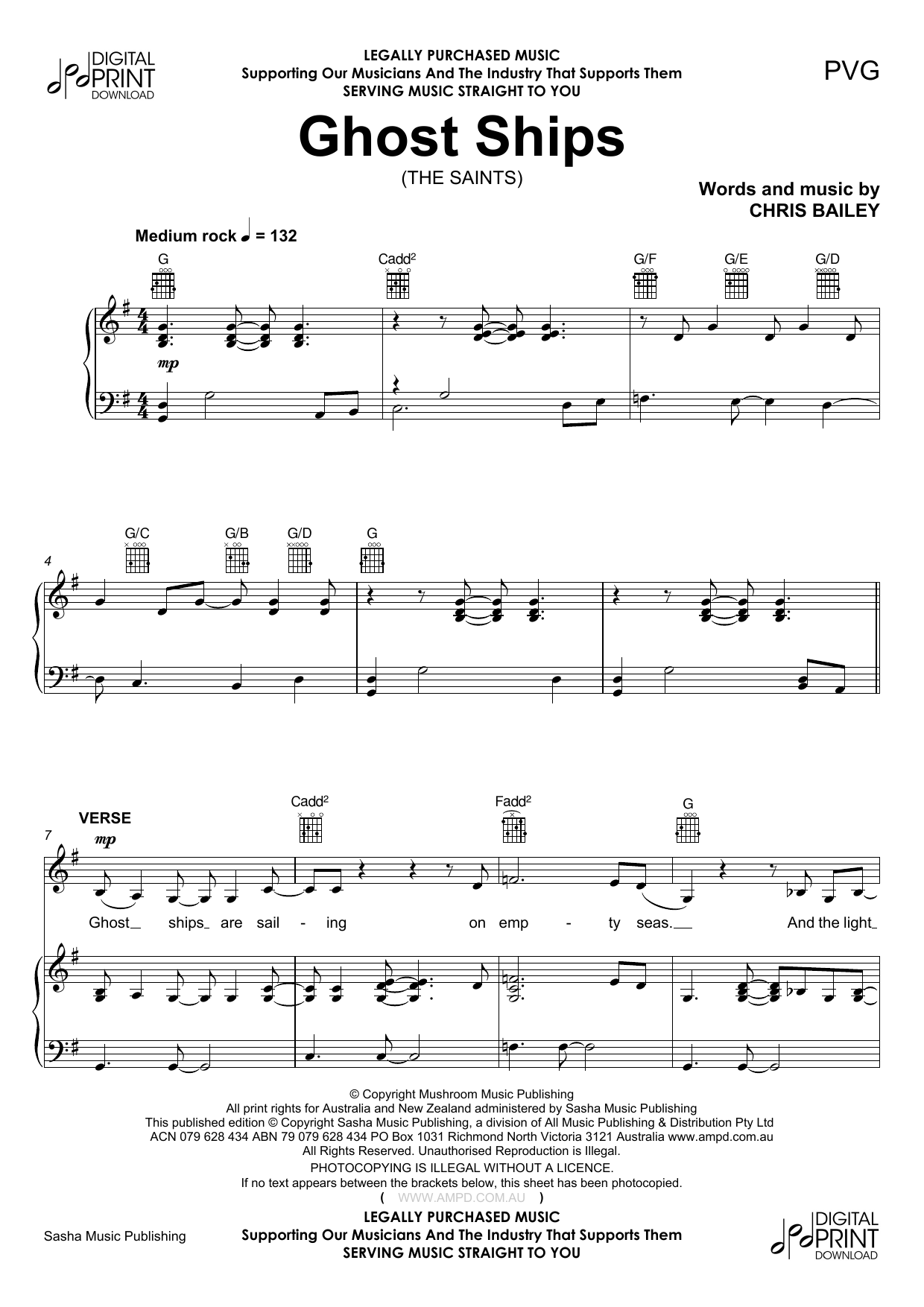 Download The Saints Ghost Ships Sheet Music