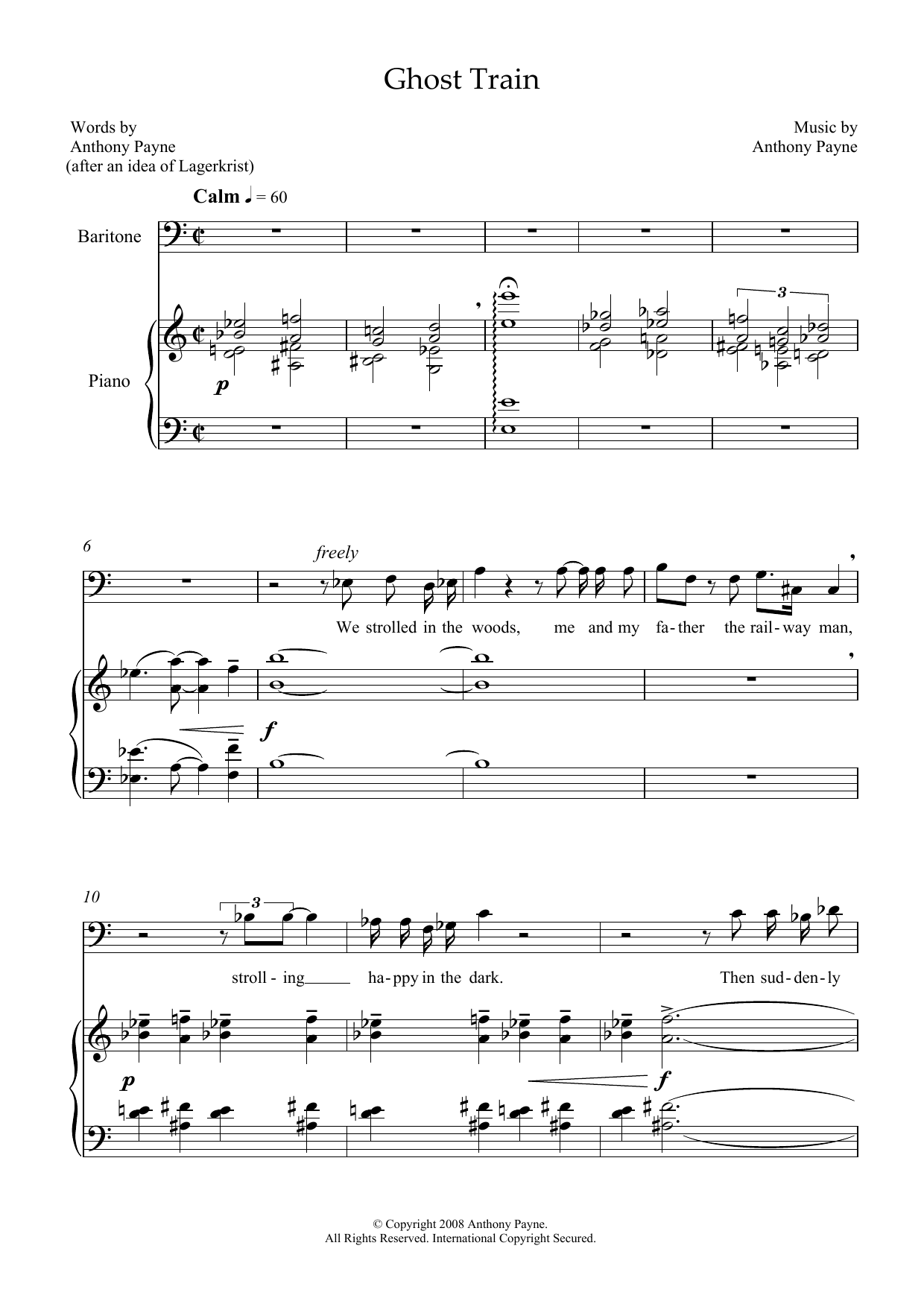 Download Anthony Payne Ghost Train (for baritone & piano) Sheet Music