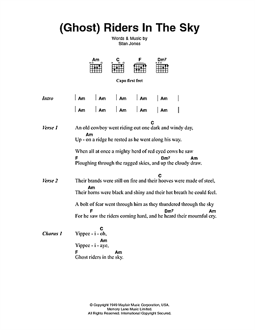 Download Johnny Cash Ghost Riders In The Sky Sheet Music