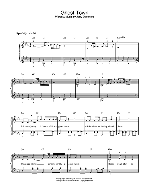 Download The Specials Ghost Town Sheet Music